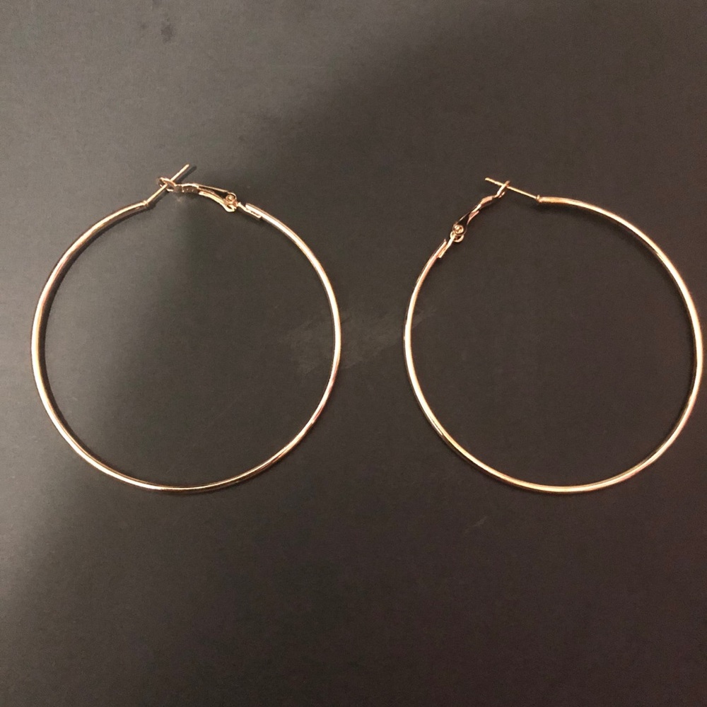 XL size circular circle rose gold color earrings